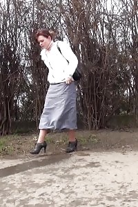 Splendid Secretary Pisses On The Way Home From Work