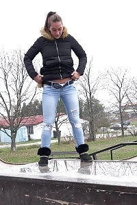 Good-looking Chick Naomi Bennet Pisses In A Puddle