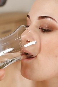 Hot Brunette Babe Drinks Her Piss And Toys A Dildo