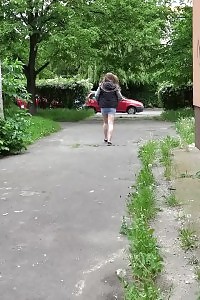 Desirable Black-haired Pulls Her G String To Piss