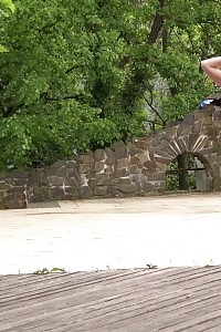 Black Haired Model Sprays Her Pee Outside