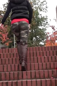 Captivating Light-haired Pisses On The Ground Outside