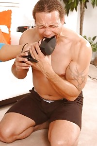 Female Pimp Christina Aguchi Accepts Leg Worshipping From Her Slave Boy Partner