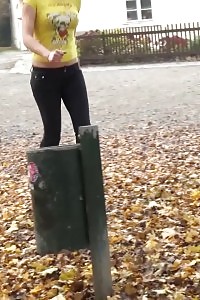 Magnificent Girl Pisses In The Mid Of A Public Woodland
