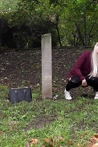 Beautiful Blonde Takes A Break From Work To Pee