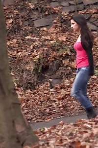 Public Pissing For Magnificent Honey In Tight Jeans
