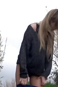 Ravishing Blonde Foxies Pisses Outside On Track