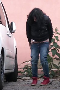 Tempting Brunette Bitch Pisses Public