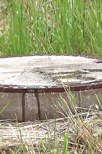 European In Pink Tank Blouse Pisses Outside